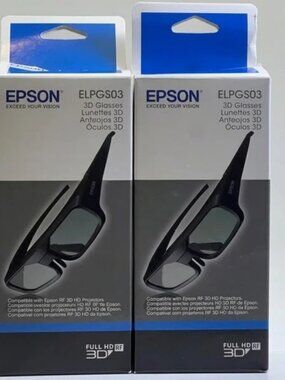 Epson OEM Active 3D Glasses ELPGS03 for Epson RF 3D HD Projectors Lot of 2